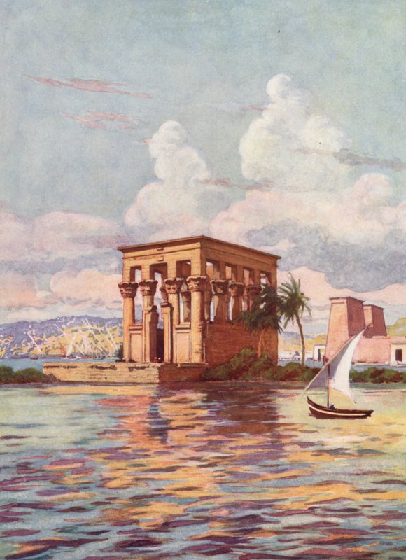 På Philae-øya i Egypt (fargelitografi) av Auguste Gerardin