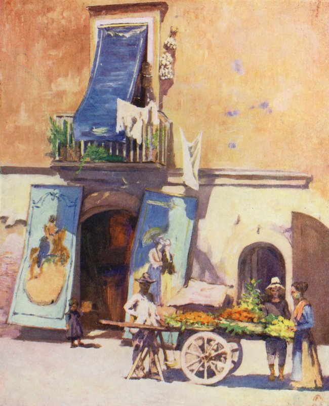 Gatescene, The Marina, Napoli (farge litho) av Augustine Fitzgerald