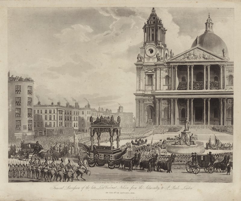 Begravelsesprosesjon av admiral Lord Nelson fra admiralitetet til St Paul