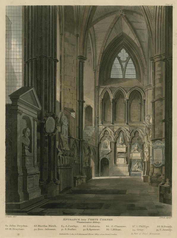 Inngang til Poets Corner, Westminster Abbey, London av Augustus Charles Pugin