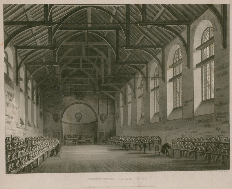 Interiøret til Westminster School av Augustus Charles Pugin