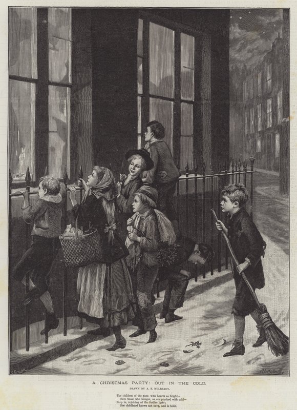 En julefest, ute i kulden av Augustus Edward Mulready