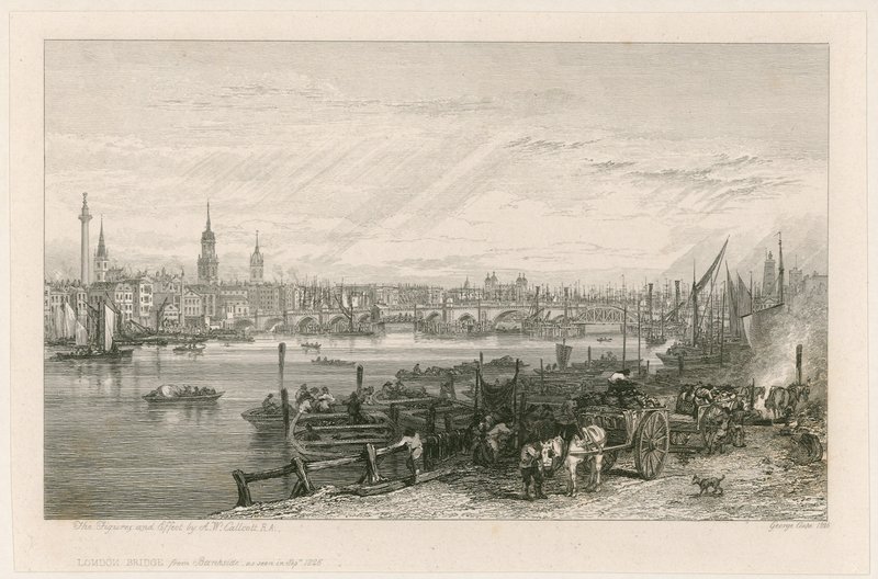 Bygging av New London Bridge, 1826 av Augustus Wall Callcott