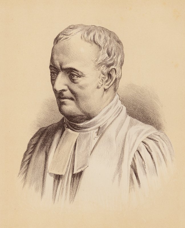 Den høyre pastor William Grant Broughton, First Lord Bishop of Sydney (farge litho) av Australian School