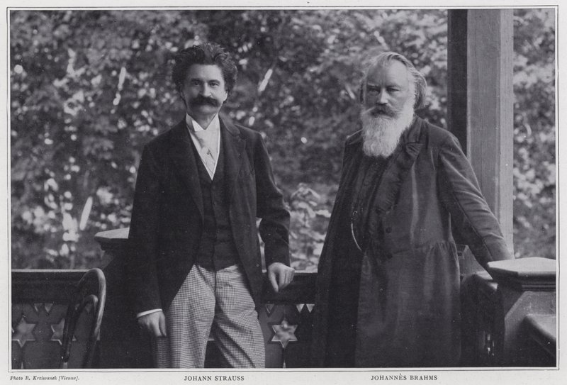 Komponister Johann Strauss den yngre og Johannes Brahms, Wien av Austrian Photographer