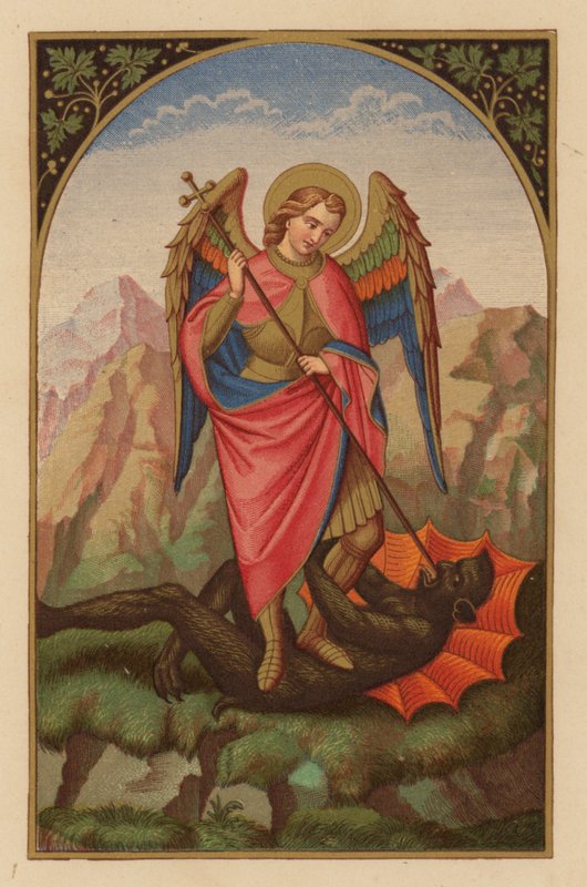 Michael, erkeengel (chromolitho) av Austrian School