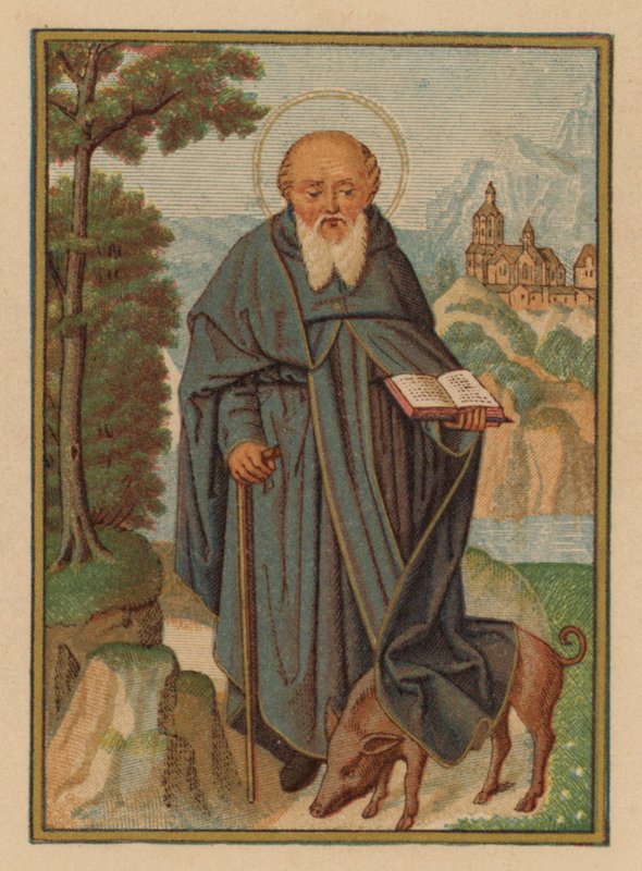 S Antonius (chromolitho) av Austrian School