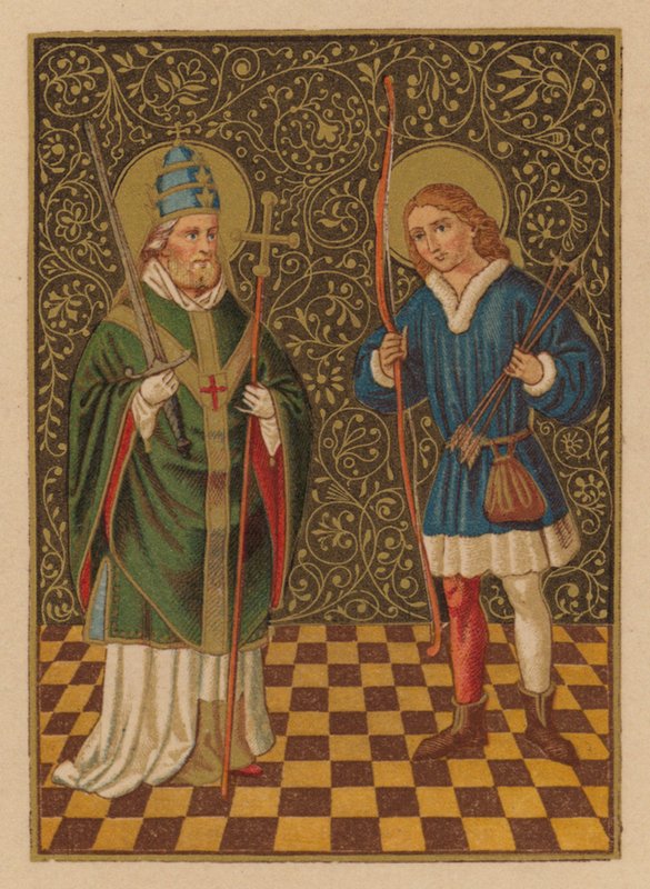 S Fabian og Sebastian (chromolith) av Austrian School