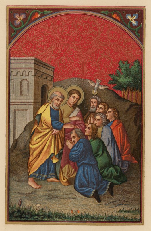 De hellige Peter og Johannes i Samaria (kromolitt) av Austrian School