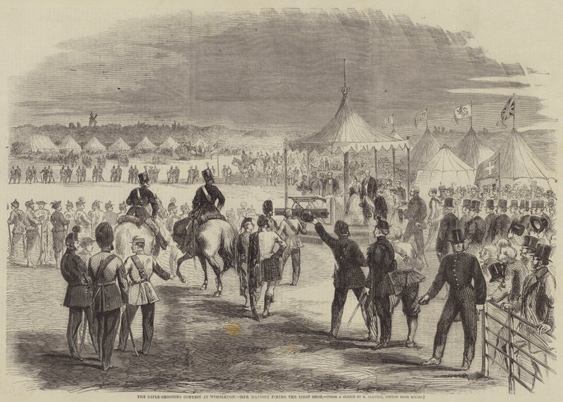 Rifle-Shooting Contest i Wimbledon, Hennes Majestet avfyrer det første skuddet av B. Clayton