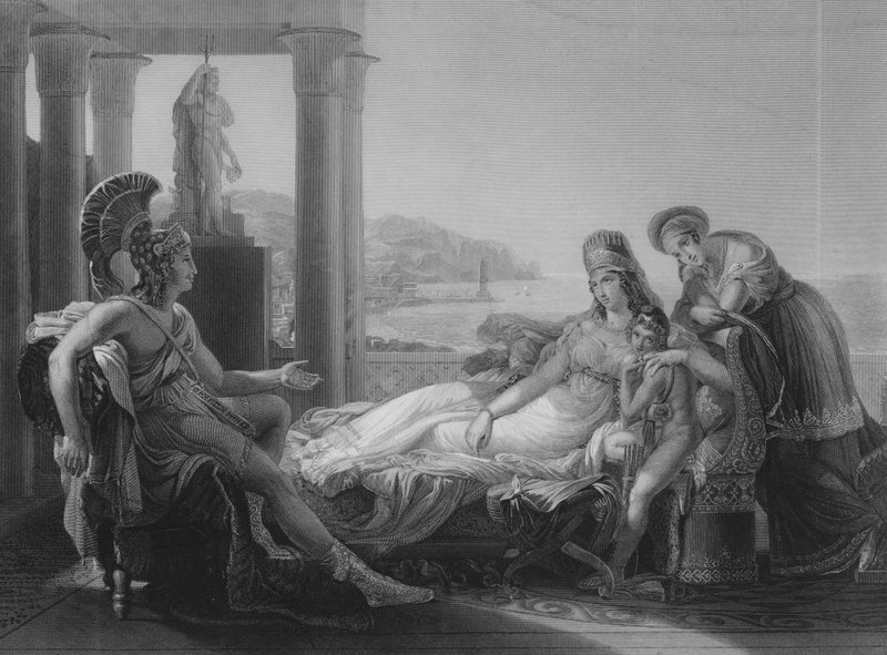 Aeneas og Dido (gravering) av Baron Pierre Narcisse (after) Guerin