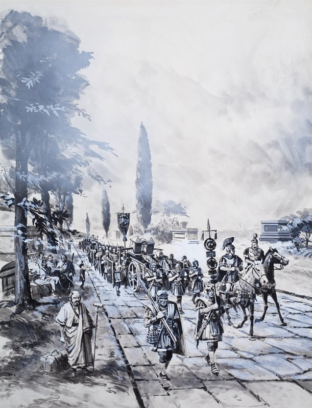 En romersk legion (gouache på papir) av Barrie Linklater