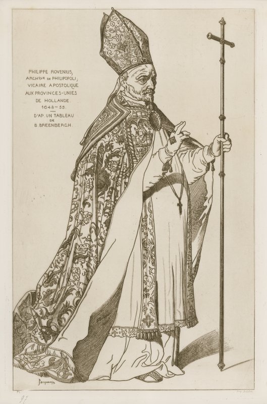 Philippe Rovenius, erkebiskop av Philipopoli, apostolisk vikar, til de forente provinsene i Holland, 1648-55. Etter et maleri av B Breenbergh av Bartholomeus Breenbergh