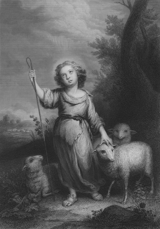 Den gode hyrde (gravering) av Bartolome Esteban (after) Murillo