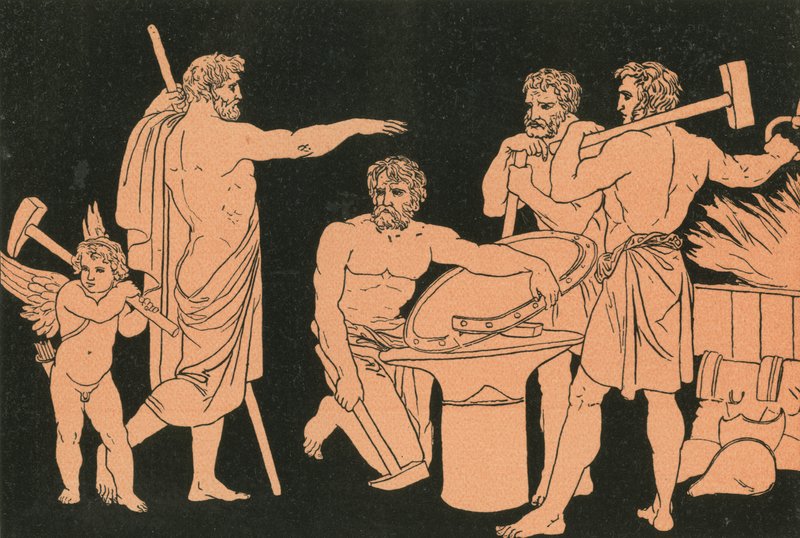 Vulcan og kyklopene av Bartolomeo Pinelli