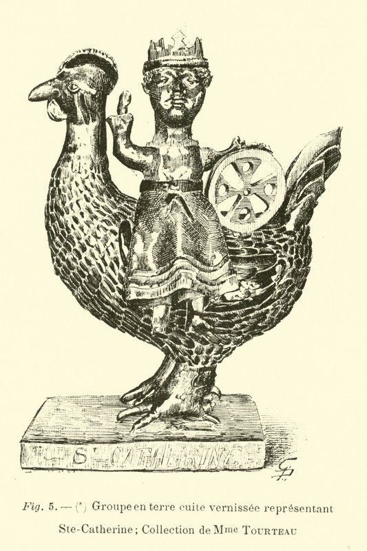 Glasert terrakottafigur som representerer St Catherine av Belgian School