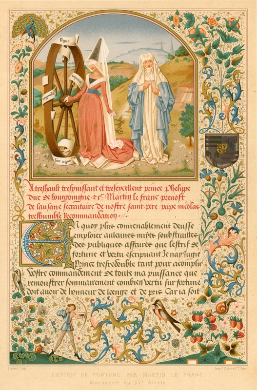 LEstrif de Fortune av Martin le Franc. Manuskript fra 1400-tallet av Belgian School