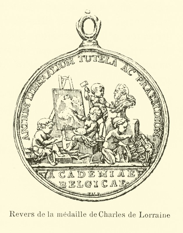 Baksiden av medaljen til Charles av Lorraine av Belgian School