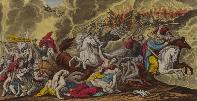 Døden på den bleke hesten (farge litho) av Benjamin (after) West