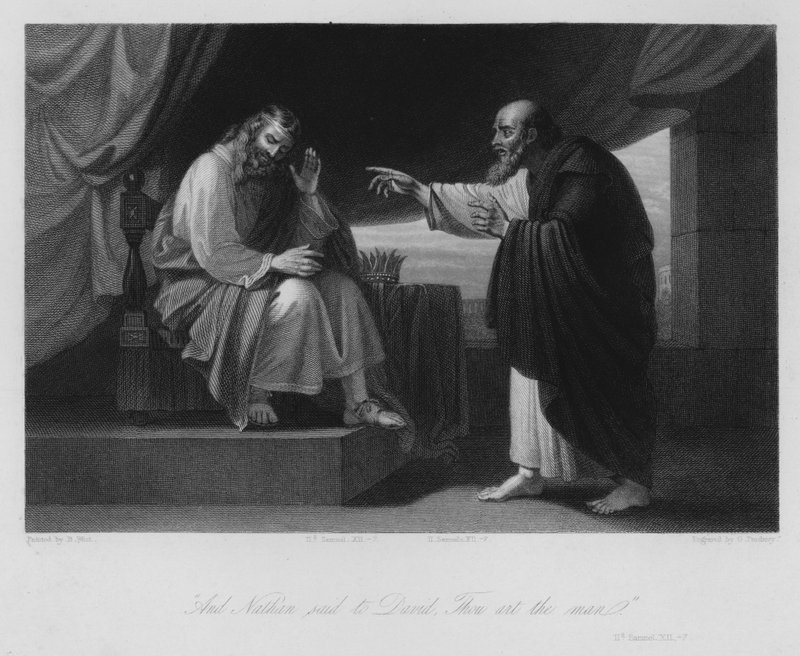 Nathan og David, II Samuel XII, 7 (gravering) av Benjamin (after) West