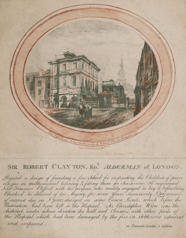 Vestfronten til Mathematical School, Christs Hospital, 1775 av Benjamin Green