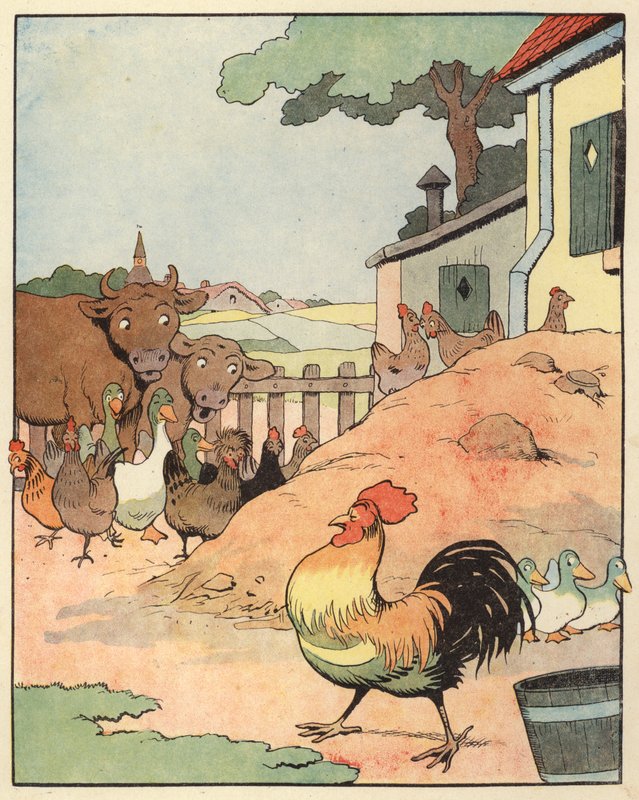 Illustrasjon for Chantecler av Benjamin Rabier (farge litho) av Benjamin Rabier