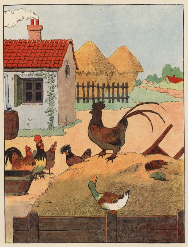 Illustrasjon for Chantecler av Benjamin Rabier (farge litho) av Benjamin Rabier