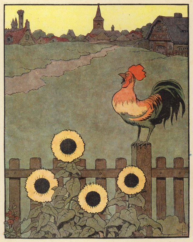 Illustrasjon for Chantecler av Benjamin Rabier (farge litho) av Benjamin Rabier