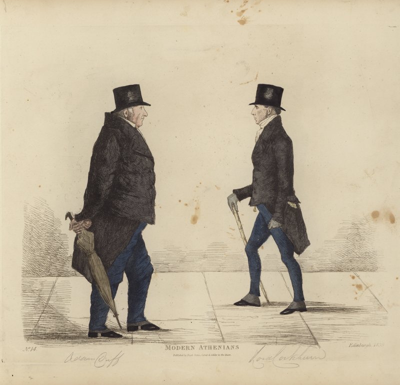 Eminente Edinburghians, aka Modern Athenians, Adam Duff, Esq, Sheriff of Midlothian, The Hon Henry (Lord) Cockburn (farget gravering) av Benjamin William Crombie