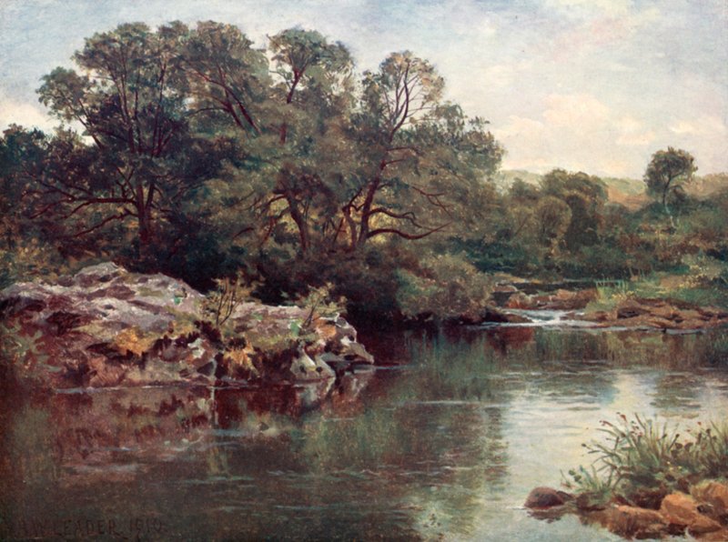 Ved elven Llugwy, nedenfor Capel Curig av Benjamin Williams Leader