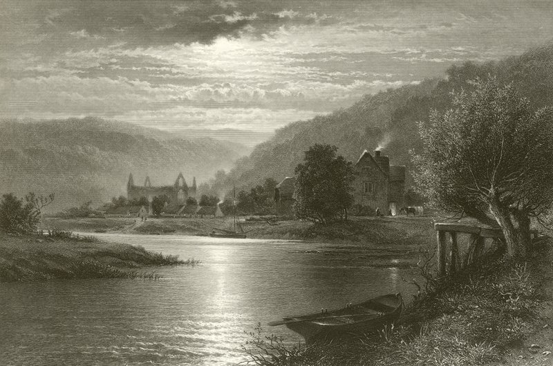 Tintern Abbey - Moonlight on the Wye av Benjamin Williams Leader
