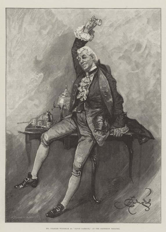 Mr Charles Wyndham som David Garrick, ved Criterion Theatre av Bernard Partridge