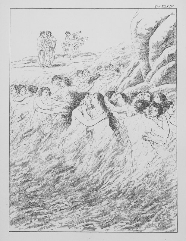 Dantes guddommelige komedie, Purgatorio (Skjærsilden), plansje XXXIV (lito) av Bernhard Schuler