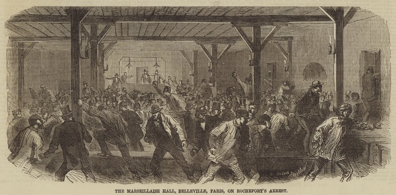 Marseillaise Hall, Belleville, Paris, på Rocheforts arrest av Burn Smeeton