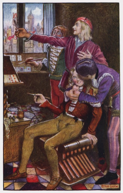 Illustrasjon for The Cloister and The Hearth av Charles Reade (farge litho) av Byam (after) Shaw