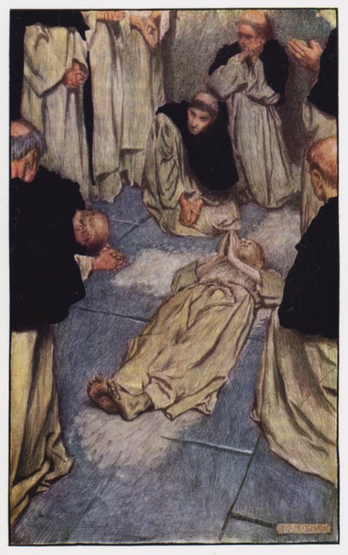 Illustrasjon for The Cloister and The Hearth av Charles Reade (farge litho) av Byam (after) Shaw