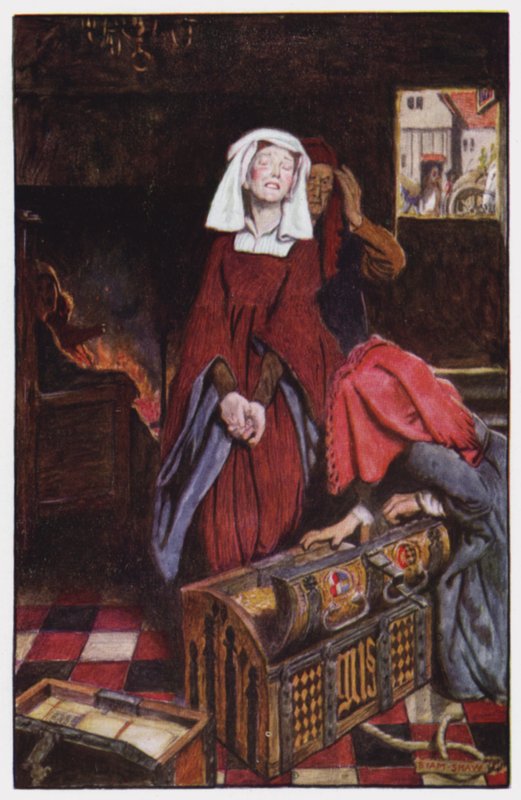 Illustrasjon for The Cloister and The Hearth av Charles Reade (farge litho) av Byam (after) Shaw