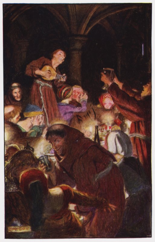 Illustrasjon for The Cloister and The Hearth av Charles Reade (farge litho) av Byam (after) Shaw
