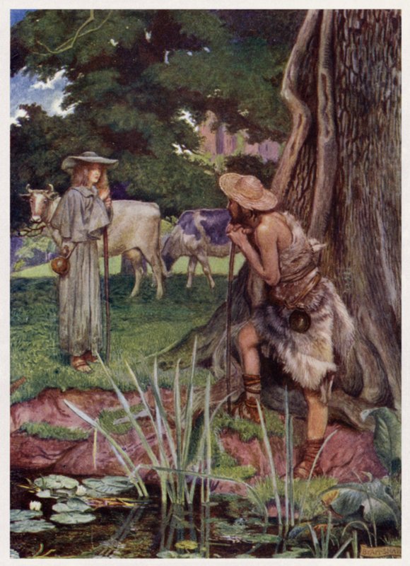 "Til byen Walsingham / Veien er vanskelig å være borte" (farge litho) av Byam (after) Shaw