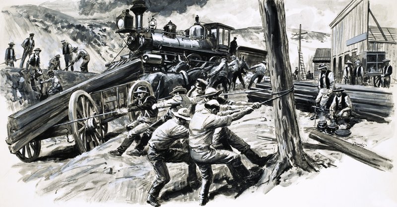 En jernbane kjørt gjennom delstaten Washington i 1873 av C.L. Doughty