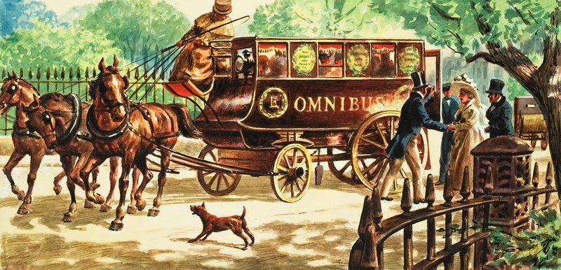 Londons første hestetrukne busser av C.L. Doughty