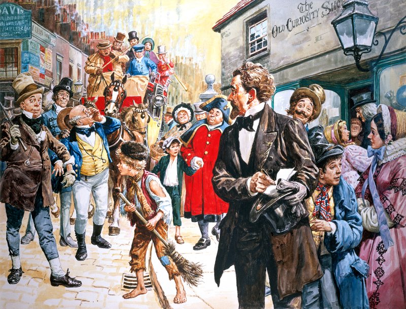 «Old Curiosity Shop» av Charles Dickens skrevet i 1840–1 (gouache på papir) av C.L. Doughty
