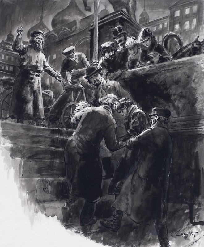 Tsjaikovskijs selvmordsforsøk (gouache på papir) av C.L. Doughty