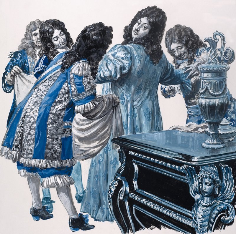 Den ugudelige solguden, fra «Frankrikes historie» (gouache på papir) av C.L. Doughty