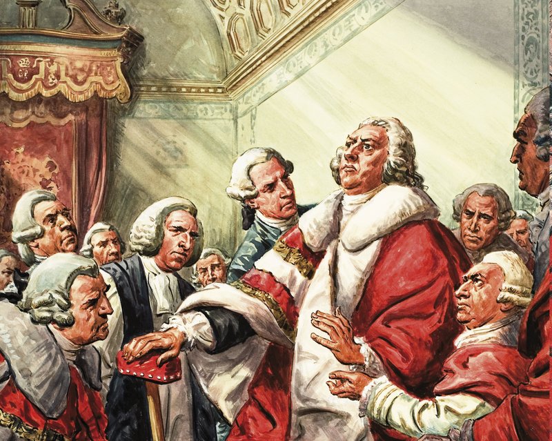 William Pitt holdt sin siste tale i parlamentet i 1778 av C.L. Doughty
