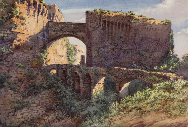 Castel Castruccio Castracani, Sarzana (farge litho) av C.T.G. Formili
