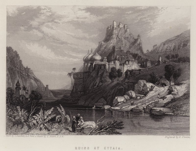 Ruiner ved Ettaia (farge litho) av C. (after) Stanfield
