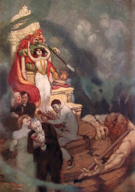 Arbeidets død (farge litho) av C. Dudley (after) Tennant