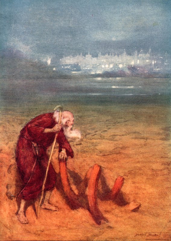 The Lost Land (farge litho) av C. Dudley (after) Tennant