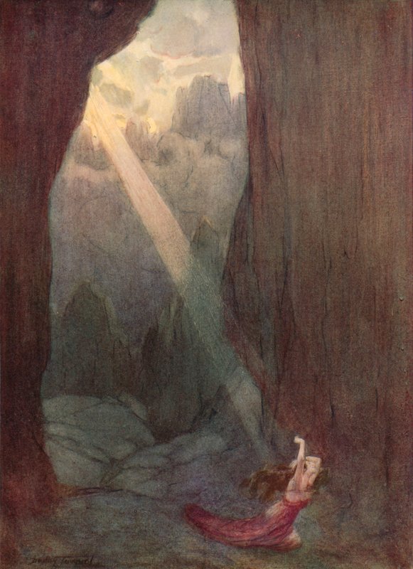 Gjennom dalen (farge litho) av C. Dudley (after) Tennant